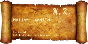Maller Karád névjegykártya